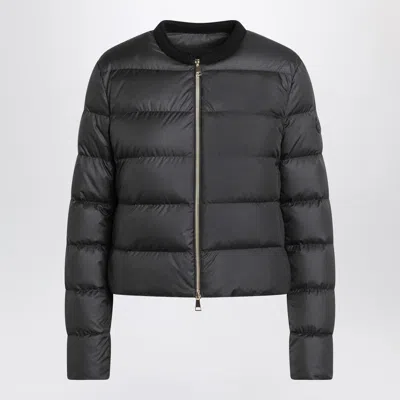 MONCLER BLACK SHORT ZIP-UP PUFFER JACKET