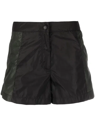 MONCLER BLACK SIDE BAND SHORTS