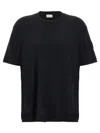 Moncler Crew Neck Silk T-shirt With Ribbed Cuffs In Black