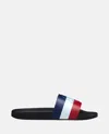 Moncler Black Slip On Slides In Black