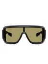 Moncler Black Snowseeker Rectangle Frame Sunglasses In Black