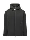 Moncler Black Solid Hood Jacket In Black