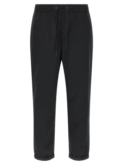 Moncler Black Solid Track Pants In Blue