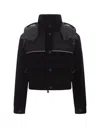 Moncler Black Corduroy Spinas Down Jacket In Black