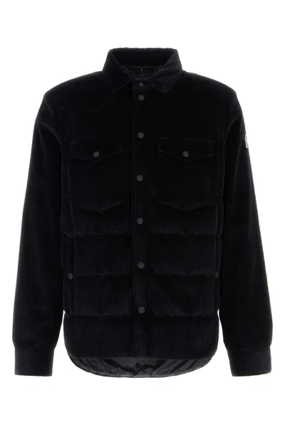 MONCLER BLACK STRETCH CORDUROY GELT DOWN JACKET