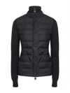 Moncler Black Stretch Merino Wool Padded Cardigan In Blue