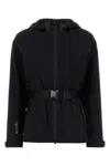Moncler Stretch Nylon Jacket Adjustable Belt In Black