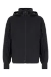 Moncler Stretch Nylon Jacket With Hood And Cuffs In Blue