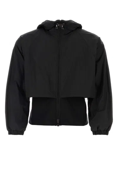 Moncler Black Stretch Nylon Jacket In 999