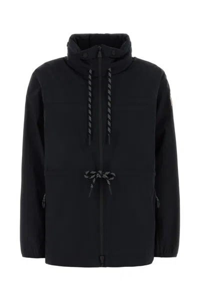 Moncler Black Stretch Nylon Soulare Windbreaker In Blue