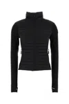 Moncler Quilted High Collar Long Sleeve Cardigan In Black