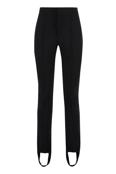Moncler Black Stretch Twill Trousers With Ankle Cuff And Stirrups For Women (fw23)