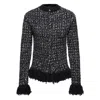 Moncler Fringe-trim Wool Blend Sweater In Black