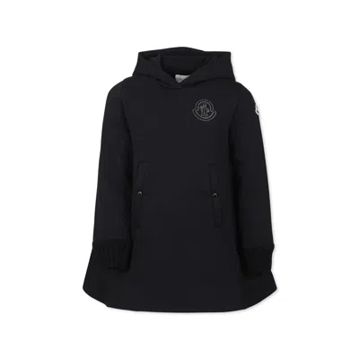 MONCLER BLACK SWEATSHIRT FOR GIRL WITH LOGO