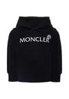Moncler Black Sweatshirt For Kids With Logo In Black