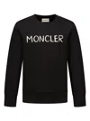 Moncler Black Sweatshirt With Lettering Logo On The Front And Logo Patch On The Sleeve In Cotton Boy In Black