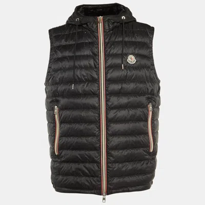 Pre-owned Moncler Black Synthetic Hooded Zip-up Naples Gilet Down Jacket Xl