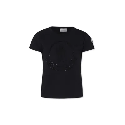 Moncler Kids' Black T-shirt For Girl With Logo