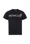 Moncler Black T-shirt For Kids With Logo In Black