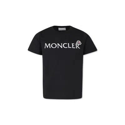 Moncler Black T-shirt For Kids With Logo