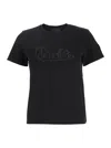 Moncler Black T-shirt With Logo Embroidered On The Front In Cotton Woman In Black