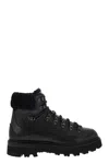 MONCLER BLACK TASSELLED LEATHER BOOTS WITH WATER-REPELLENT TREATMENT FOR WOMEN