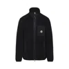 Moncler High Collar Fleece Cardigan Chest Pocket In Black