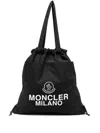 MONCLER BLACK TOTE BAG WITH AQ DRAWSTRING