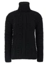 Moncler X Ee72 By Edward Enninful Cable Knit Turtleneck Sweater In Black