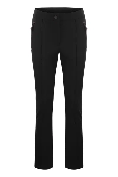 MONCLER BLACK TWILL TROUSERS FOR WOMEN