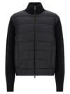 Moncler Two-material Cardigan Sweaters And Cardigans Black In Black
