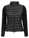 Moncler Padded Jacket With Knitted Sleeves In Black