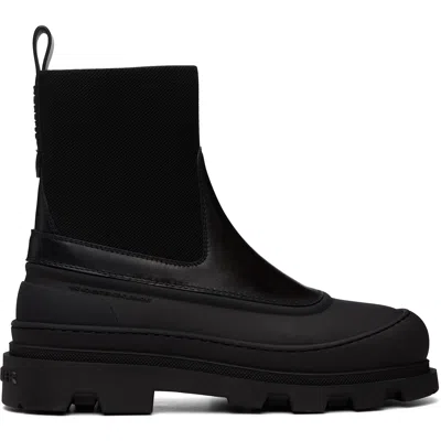 Moncler Black Vera Edge Leather Ankle Boots In 999 Black