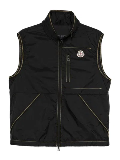 Moncler Black Vest With Contrasting Stitching