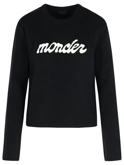 MONCLER MONCLER BLACK VIRGIN WOOL AND CASHMERE SWEATER