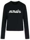 Moncler Cropped Sweater With Contrasting Embroidered Logo In Black
