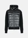 Moncler Hooded Quilted Sweater Ribbed Sleeves In Black