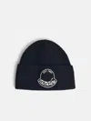 Moncler Black Virgin Wool Beanie In Black