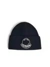 Moncler Black Wool Knit Logo Patch Beanie In Black