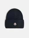 Moncler Black Virgin Wool Beanie In Black