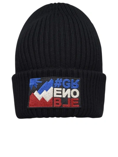Moncler Grenoble Logo Patch Beanie In Black