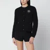 Moncler Black Virgin Wool-blend Cardigan In Black