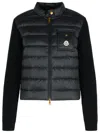 Moncler Black Virgin Wool Blend Jacket In Blue