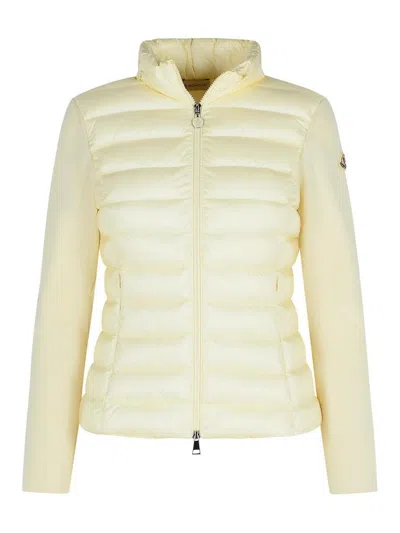 Moncler Black Virgin Wool Blend Jacket In Yellow