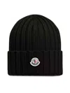 Moncler Logo Wool Beanie In Black