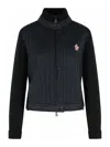 Moncler Black Virgin Wool Padded Cardigan In Black