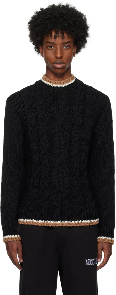 Moncler Black Virgin Wool Sweater In 999 - Black