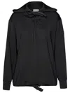 Moncler Drawstring Hoodie Ribbed Cuffs In Black