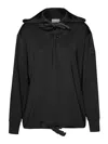 Moncler Drawstring Hoodie Ribbed Cuffs In Black