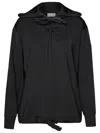 Moncler Drawstring Hoodie Ribbed Cuffs In Black